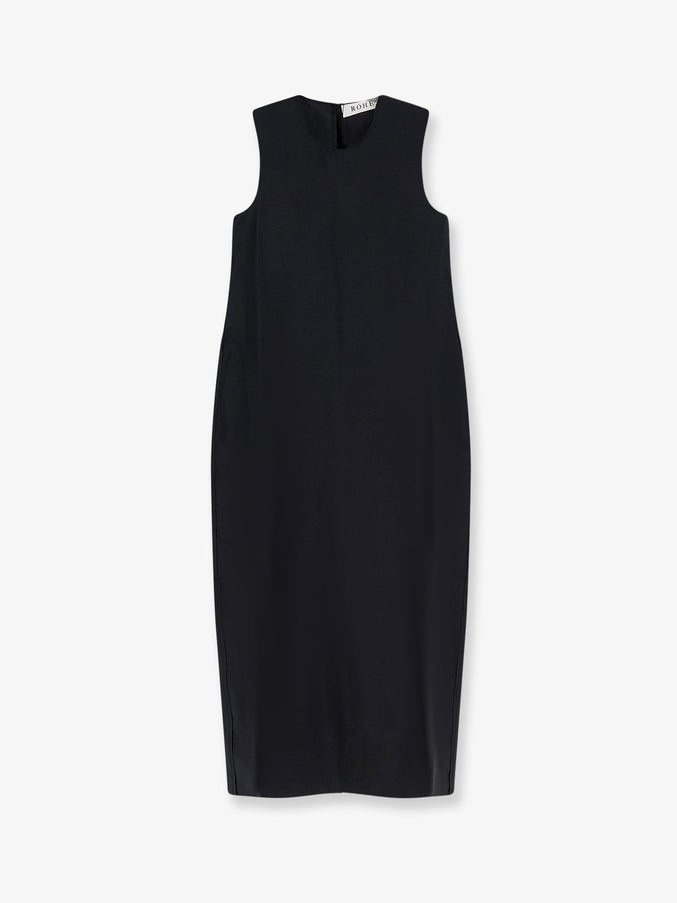 Rohe Hourglass Linen And Silk Blend Long Dress Black