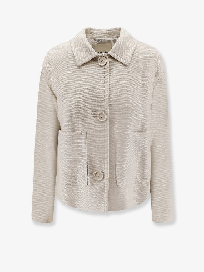 'S Max Mara Smmdattero Linen And Cotton Jacket Bianco Avorio