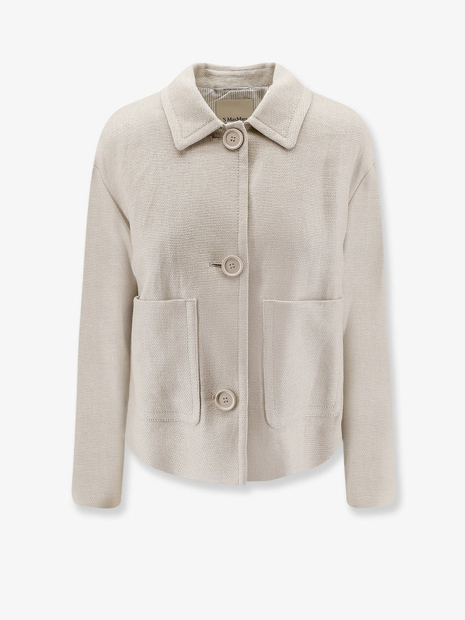 'S Max Mara Smmdattero Linen And Cotton Jacket Bianco Avorio