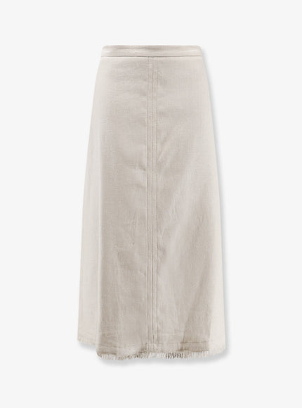 'S Max Mara Smmfiocchi Linen And Cotton Skirt Bianco Avorio