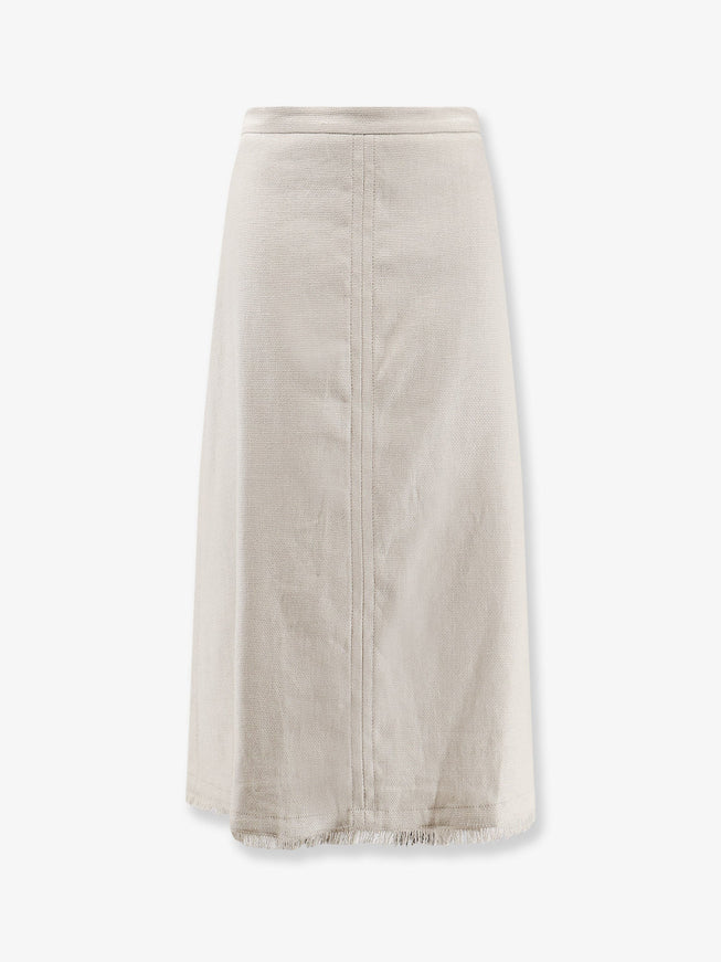 'S Max Mara Smmfiocchi Linen And Cotton Skirt Bianco Avorio