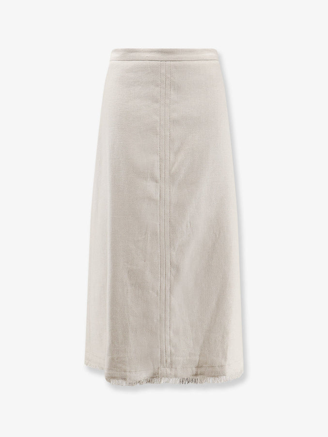 'S Max Mara Smmfiocchi Linen And Cotton Skirt Bianco Avorio