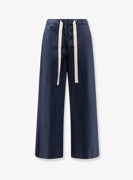 'S Max Mara Smmargento Distressed Cotton Trousers Blu Notte