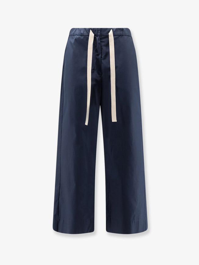 'S Max Mara Smmargento Distressed Cotton Trousers Blu Notte