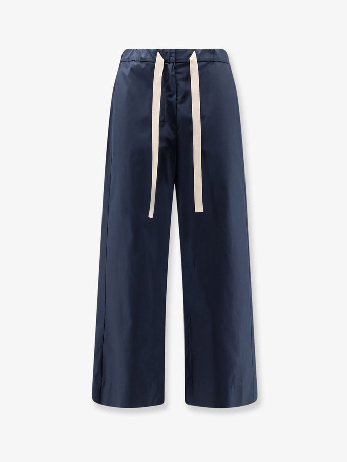 'S Max Mara Smmargento Distressed Cotton Trousers Blu Notte