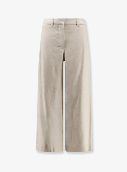 'S Max Mara Stretch Cotton And Linen Trousers Bianco Avorio