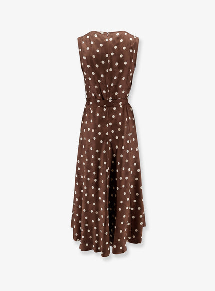 'S Max Mara Smmmartina Polka-Dots Silk Long Dress