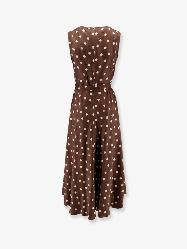 'S Max Mara Smmmartina Polka-Dots Silk Long Dress