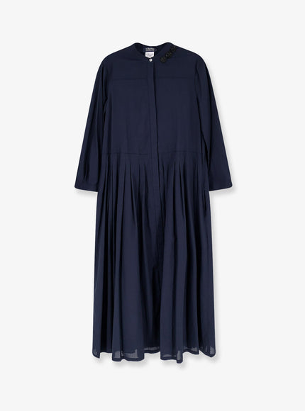 'S Max Mara Smmclarissa Cotton Long Dress Blu Marino