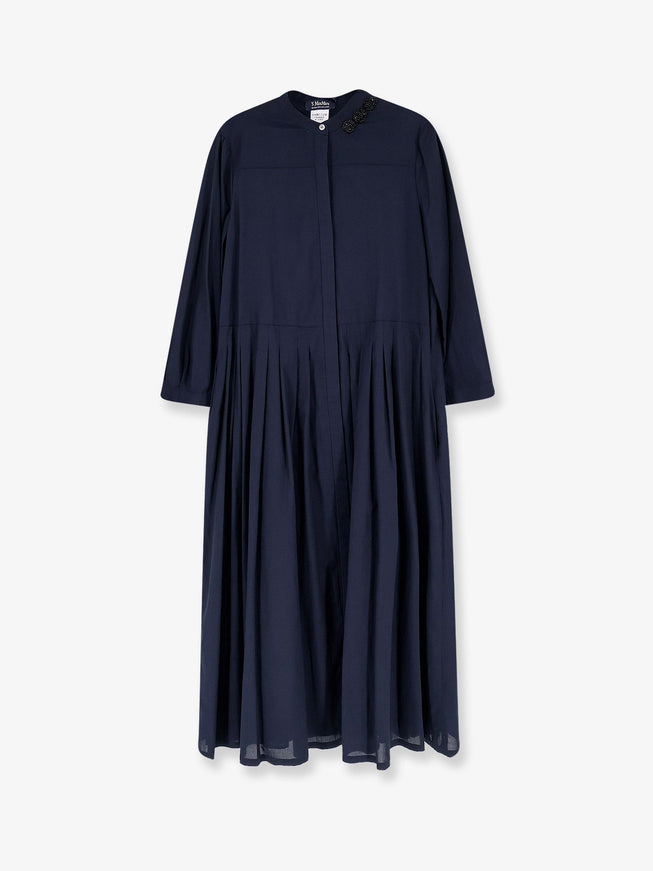 'S Max Mara Smmclarissa Cotton Long Dress Blu Marino