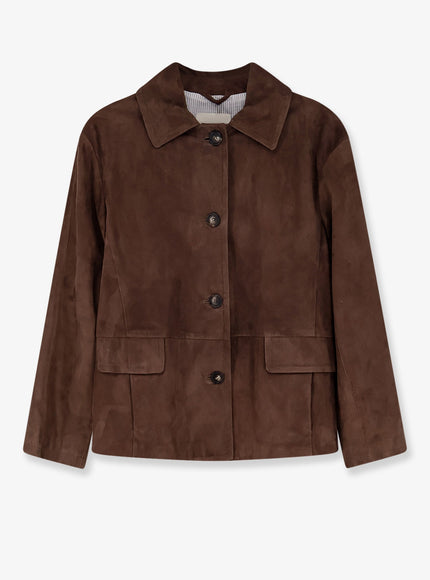 'S Max Mara Charme Suede Jacket Marrone