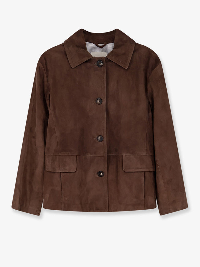 'S Max Mara Charme Suede Jacket Marrone