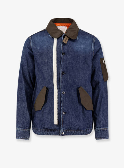 Sacai Denim Jacket With Nylon Inserts Blue