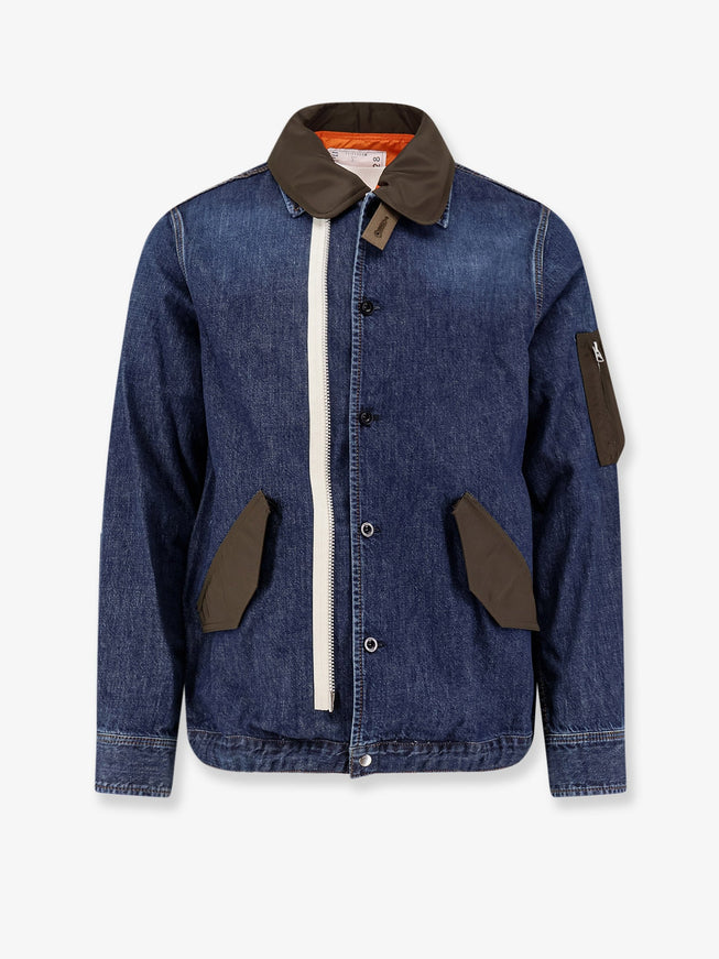 Sacai Denim Jacket With Nylon Inserts Blue