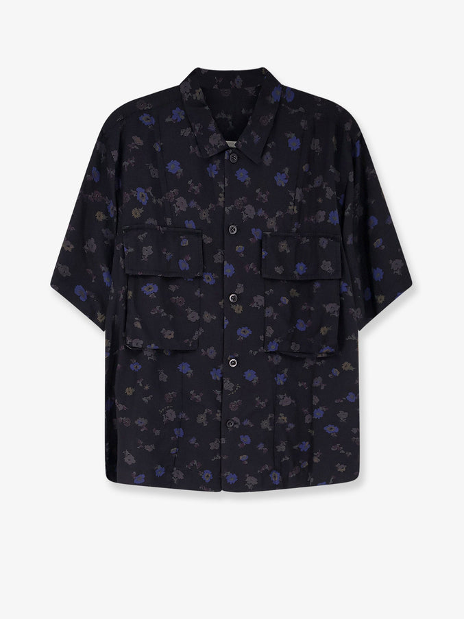 Sacai Cotton Blend Shirt With Floral Print Black