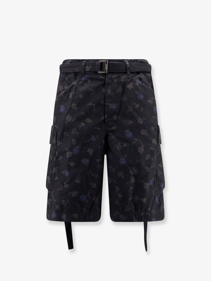 Sacai Printed Cotton Shorts Black