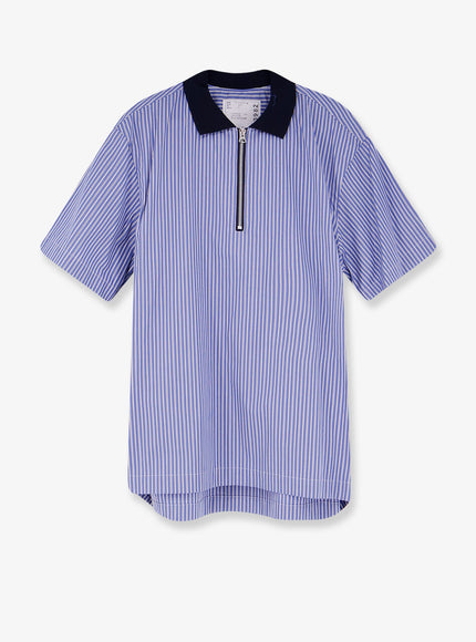 Sacai Striped Fabric Polo Shirt Blue Stripe