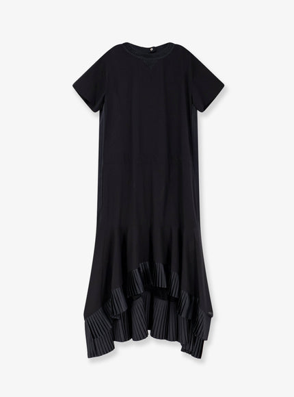 Sacai Cotton Dress With Pleated Details 2 Black