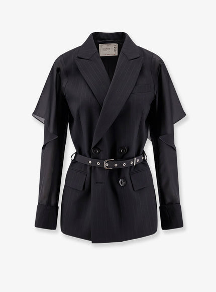 Sacai Chalk Stripe Blazer Black