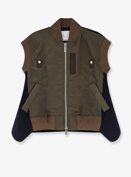 Sacai Nylon Jacket With Fabric Insert On The Back Dkhakinavy