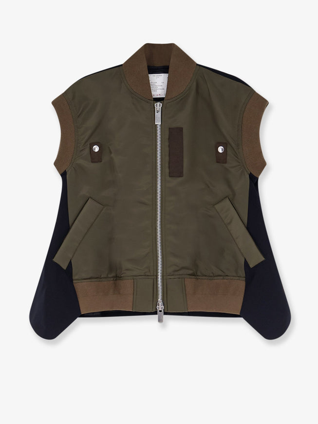 Sacai Nylon Jacket With Fabric Insert On The Back Dkhakinavy