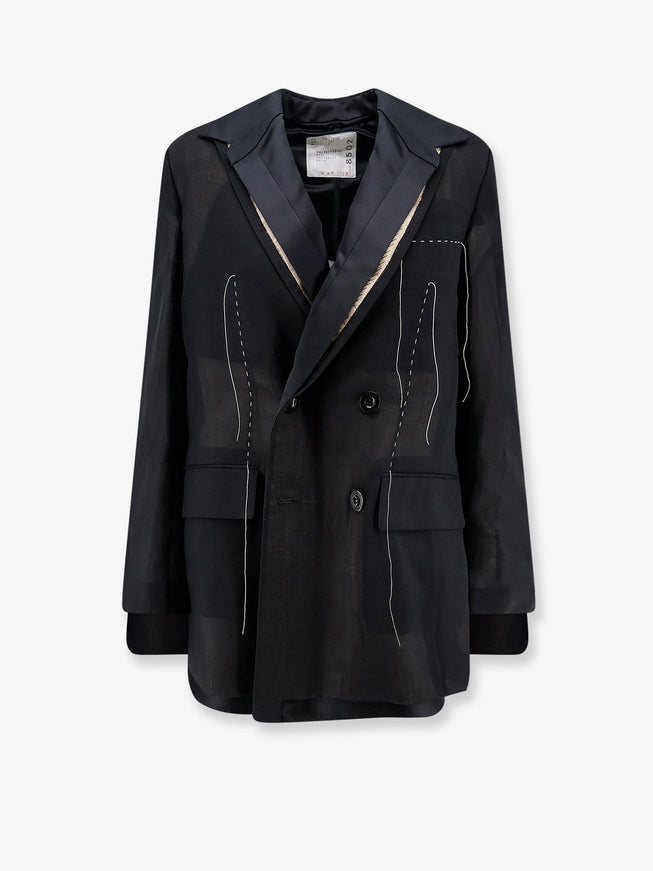 Sacai Silk And Organza Blazer 2 Black