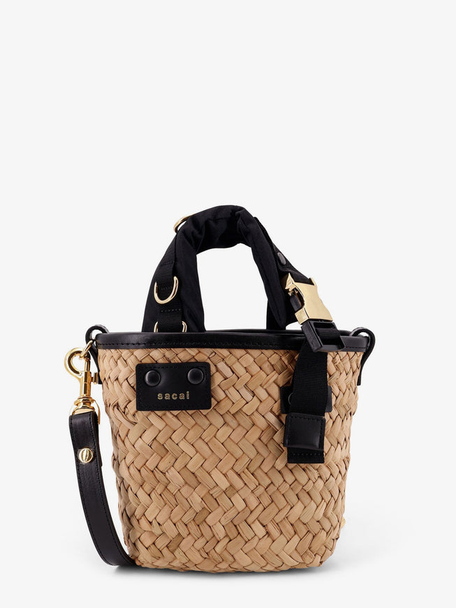 Sacai Raffia And Leather Crossbody Bag Uni Natural