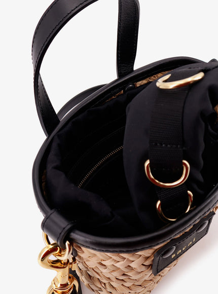 Sacai Raffia And Leather Crossbody Bag