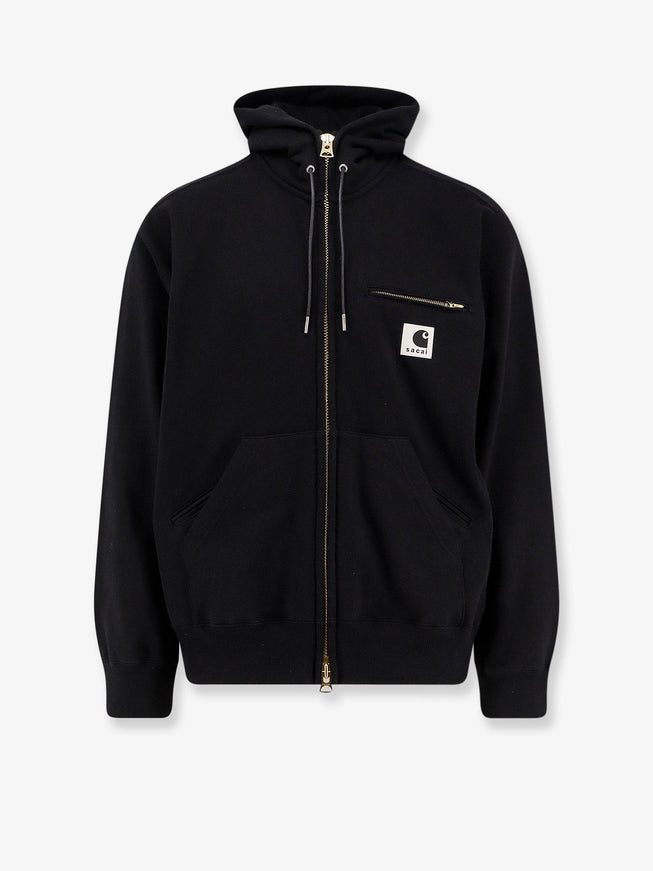 Sacai X Carhartt Wip Cotton Sweatshirt With Double Logo Patch Black