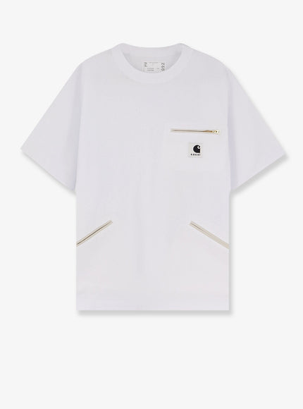 Sacai X Carhartt Wip Cotton T-Shirt Witht Logo Patch On The Front White