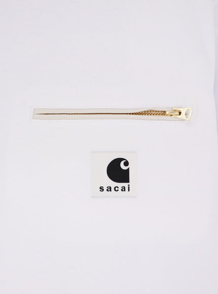 Sacai X Carhartt Wip Cotton T-Shirt Witht Logo Patch On The Front