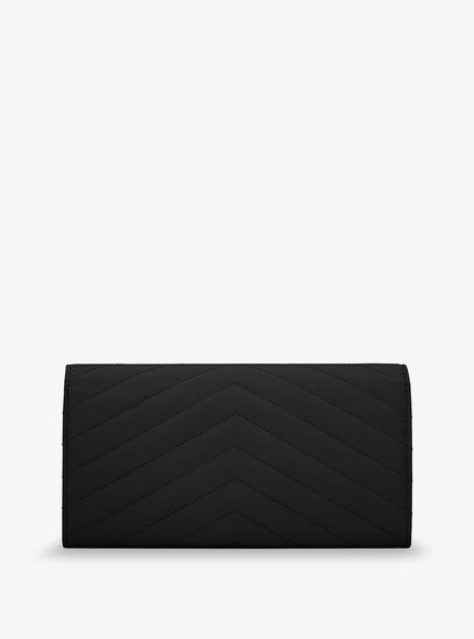 Saint Laurent Leather Wallet With Metal Cassandre Logo