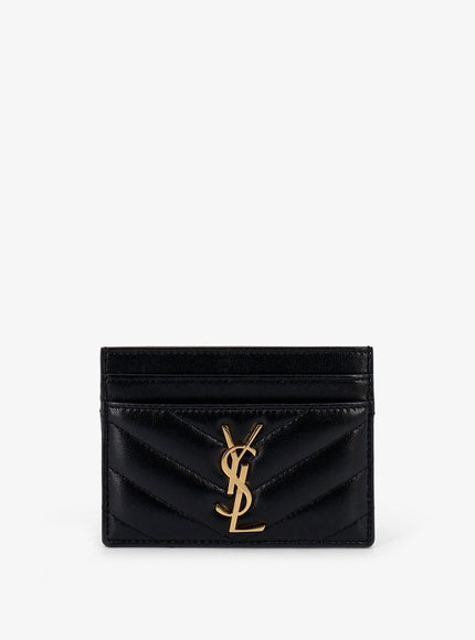 Saint Laurent Cassandre Leather Card Holder Uni Nero