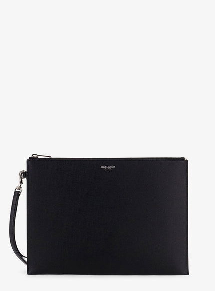 Saint Laurent Leather Clutch Uni Nero