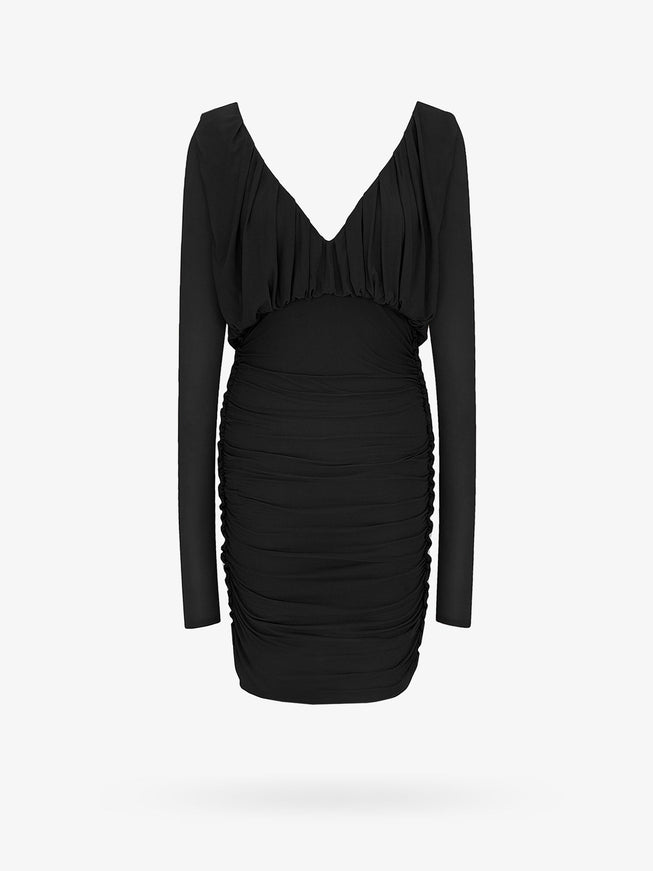 Saint Laurent Cupro Dress With Drapery Nero