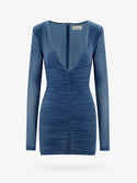 Saint Laurent Draped Fabric Dress Blu