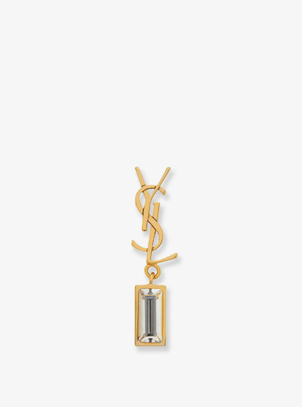 Saint Laurent Single Cassandre Brass Earring Uni Dore Crystal