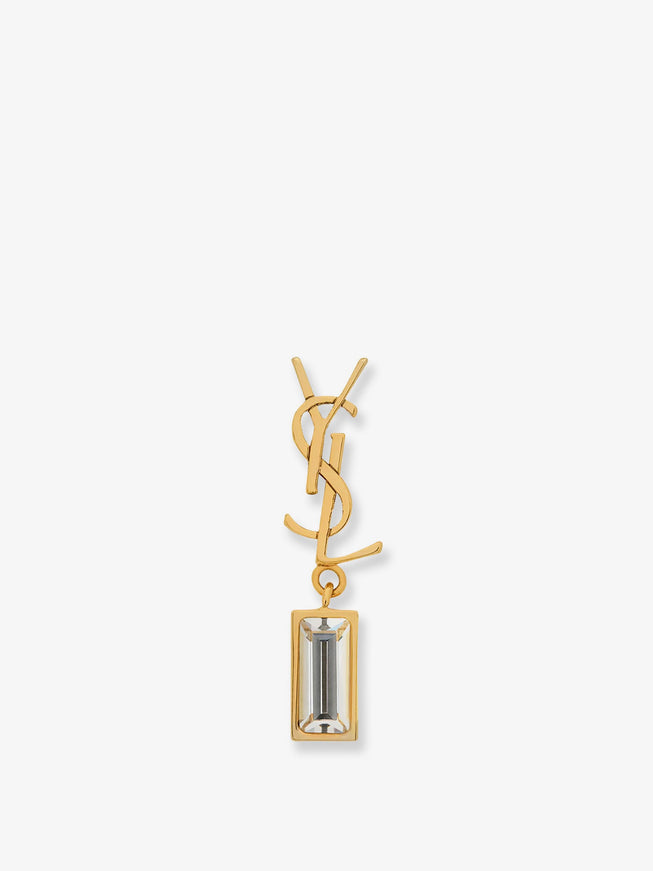 Saint Laurent Single Cassandre Brass Earring Uni Dore Crystal