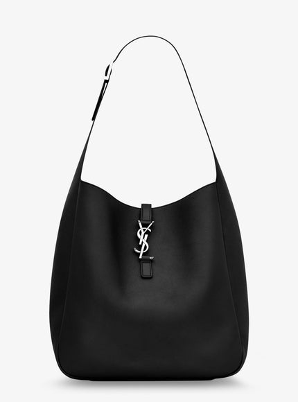Saint Laurent Le 5 À 7 Leather Shoulder Bag With Metal Cassandre Logo Uni Nero