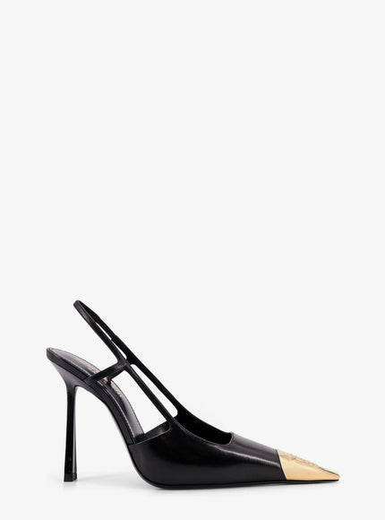 Saint Laurent Jeanne Leather Pumps With Metal Toe Nero Nero