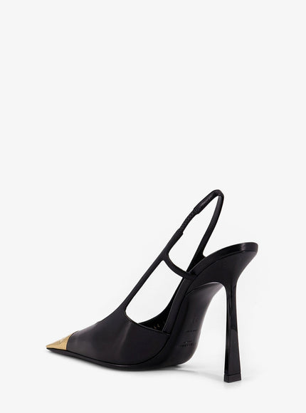 Saint Laurent Jeanne Leather Pumps With Metal Toe