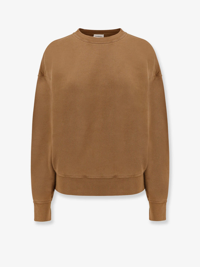 Saint Laurent Certified Cotton Sweatshirt With Logoed Label Marrone