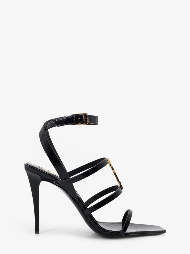 Saint Laurent Cassandre Patent Leather Sandals Nero