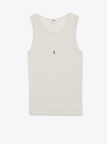 Saint Laurent Cotton Tank Top Naturel Noir