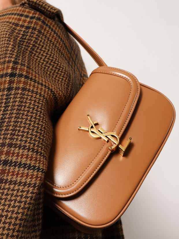 Saint Laurent Solferino Mini Leather Shoulder Bag Uni New Hazelnut