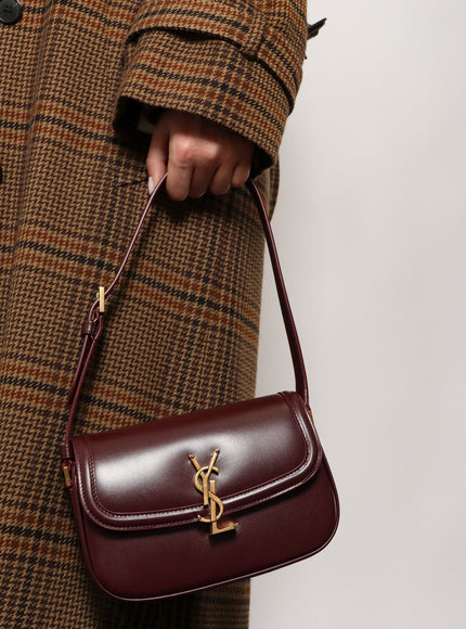 Saint Laurent Solferino Mini Leather Shoulder Bag Uni Hot Wine