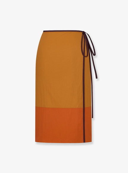 Saint Laurent Nylon Pencil Skirt Ocre Doree