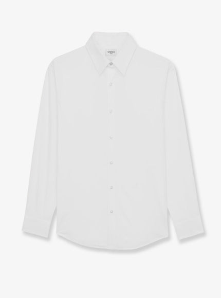 Saint Laurent Cassandre Cotton Shirt With Striped Pattern Blanc