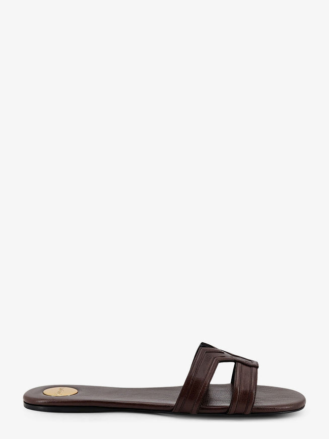 Saint Laurent Mabrouka Leather Sandals Paris Brown