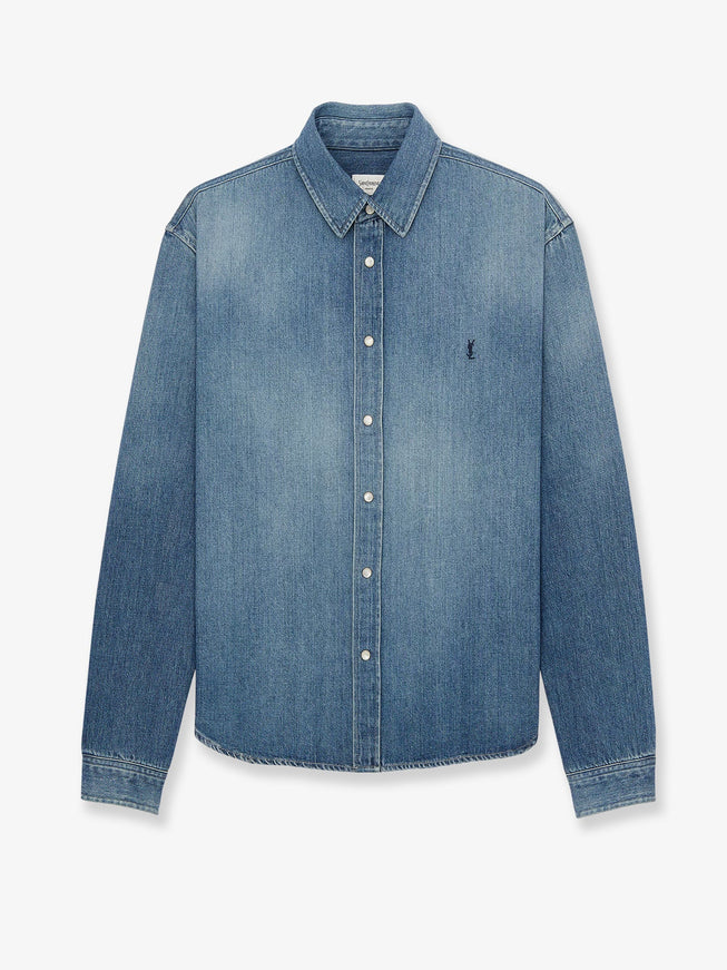 Saint Laurent Cassandre Horizon Blue Denim Shirt Horizon Blue